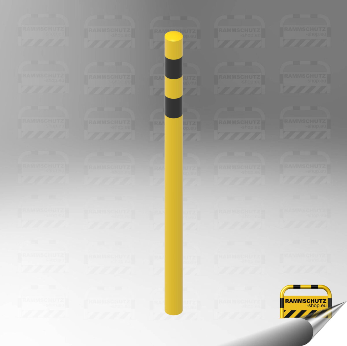 Rammschutz Schutzpfosten "XL" Ø76 mm, Höhe über Flur 1000 mm, zum Einbetonieren, gelb/schwarz