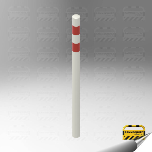 Rammschutz Schutzpfosten "XL" Ø76 mm, Höhe über Flur 1000 mm, zum Einbetonieren, weiß/rot