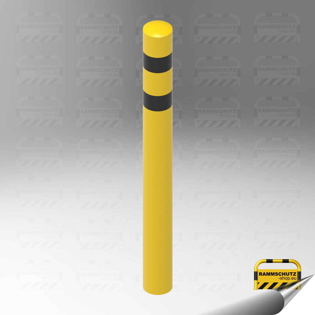 Rammschutz Schutzpfosten "XXL" Ø159 mm, Höhe über Flur 1300 mm, zum Einbetonieren, gelb/schwarz