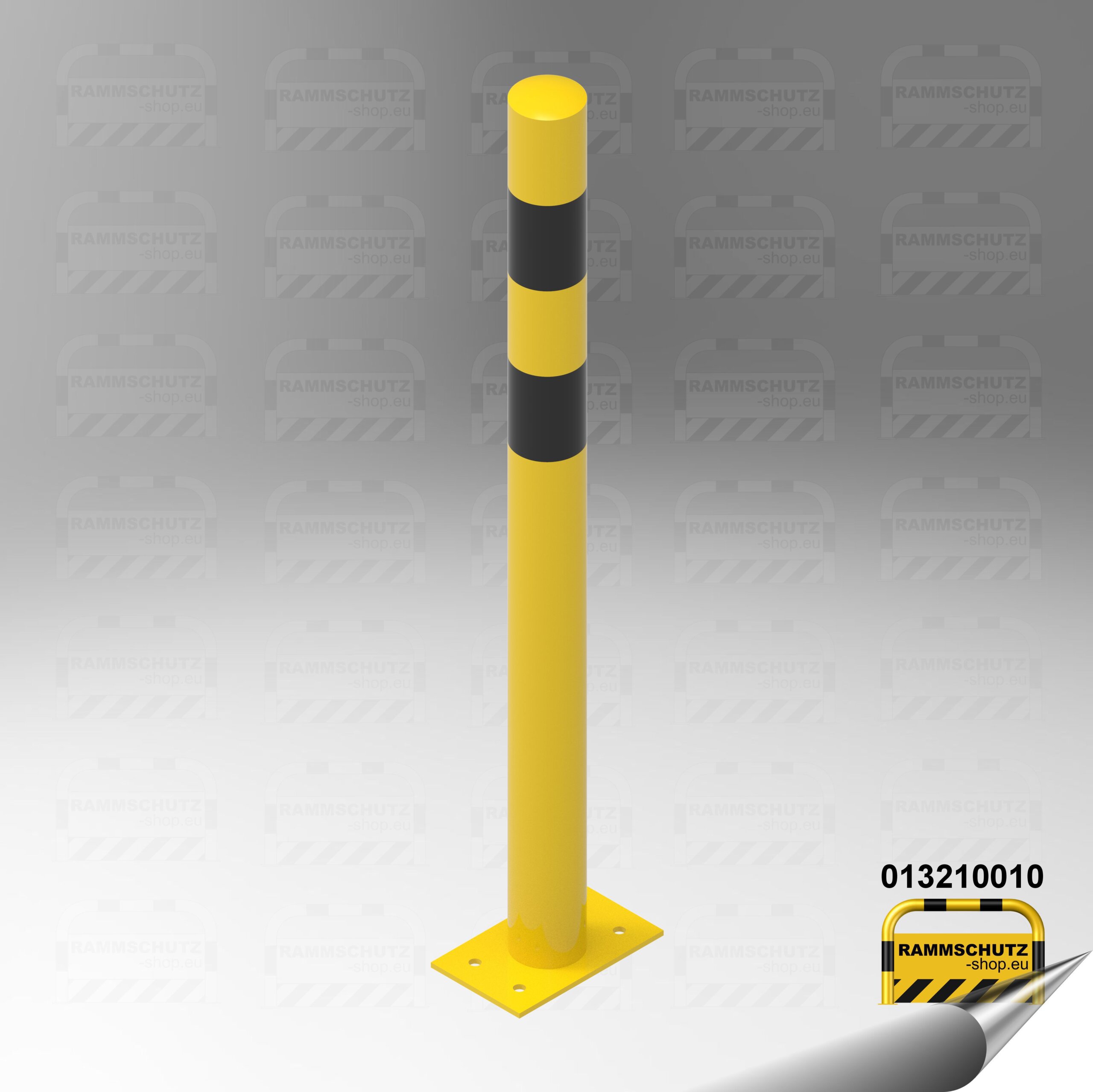 Rammschutz-Schutzpfosten zum Aufdübeln Ø76 mm, Höhe 1000 mm, gelb/schwarz