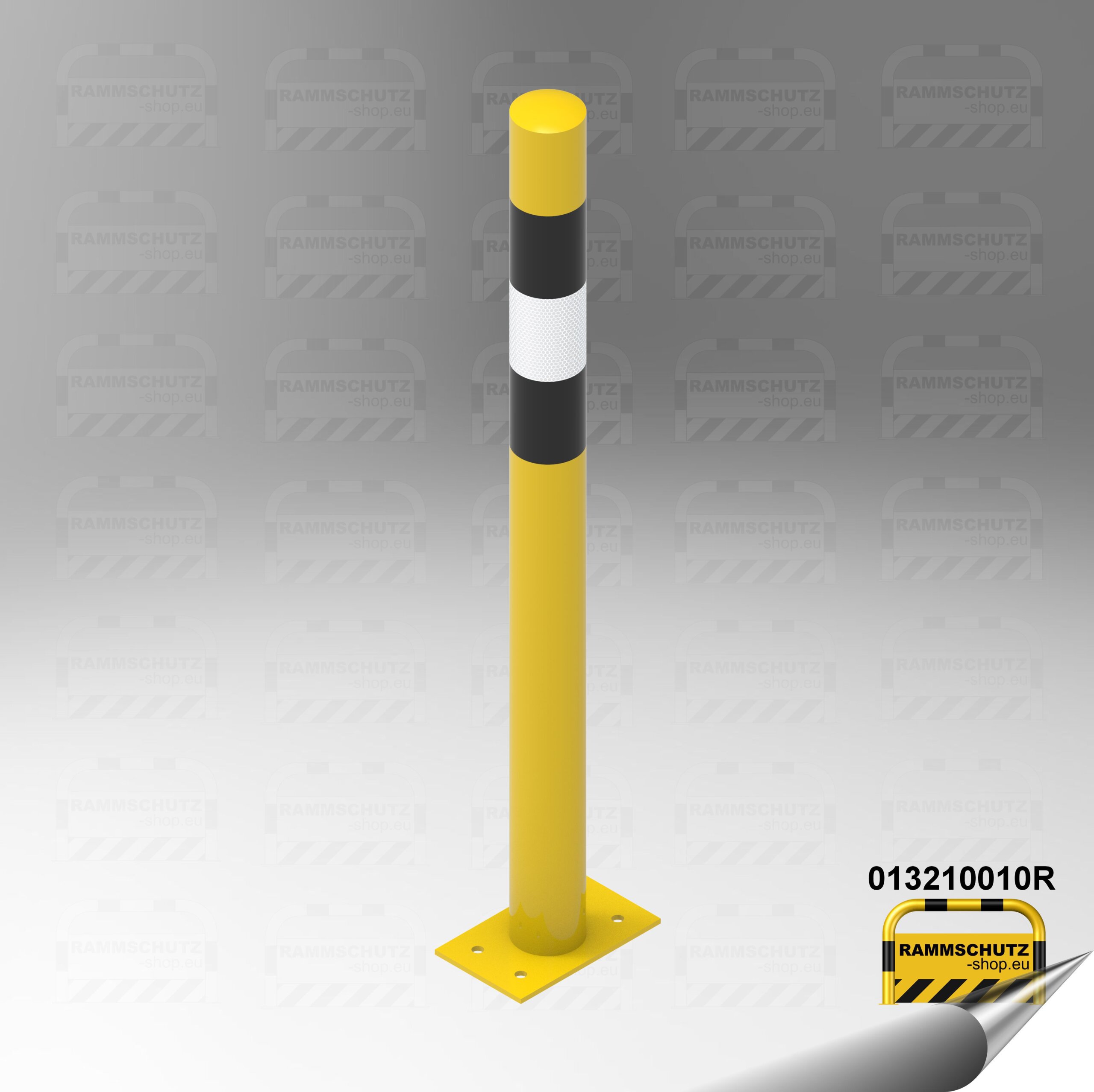 Rammschutz-Pfosten | Ø76 mm | Höhe 1000 mm | Aufdübeln | gelb/schwarz/weiß