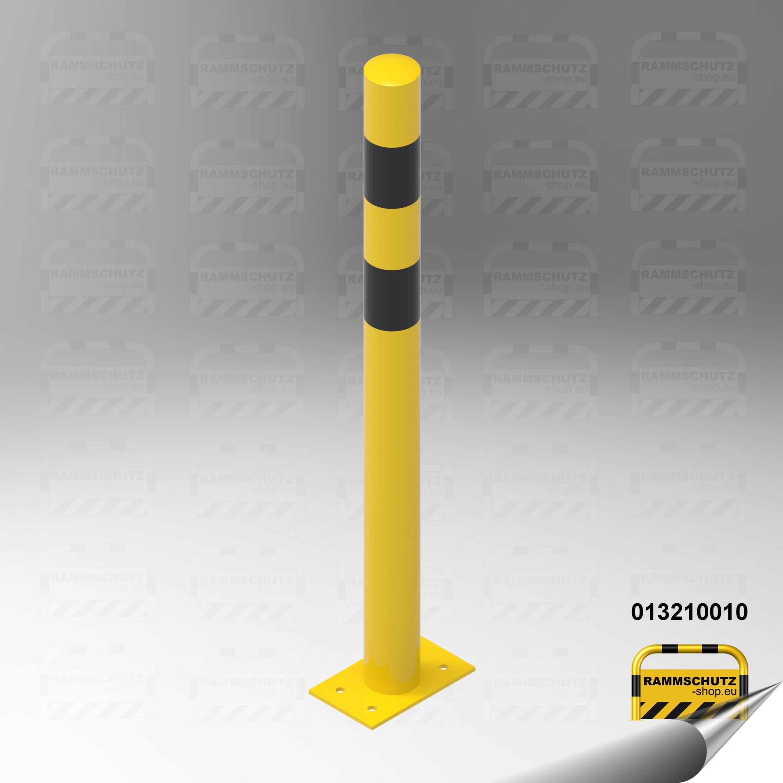Rammschutz-Schutzpfosten zum Aufdübeln Ø76 mm, Höhe 1000 mm, gelb / schwarz