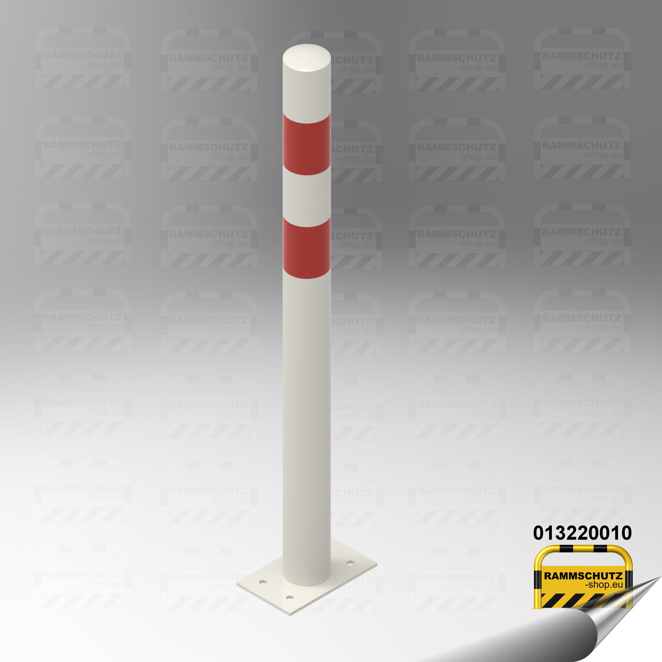 Rammschutz Schutzpfosten  zum Aufdübeln Ø76 mm, Höhe 1000 mm, weiß/rot