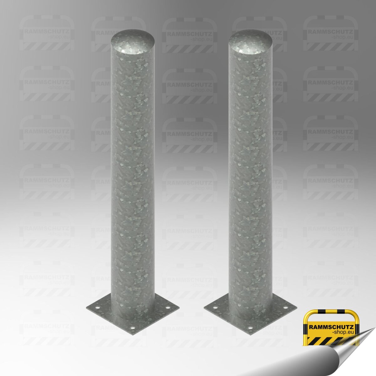 Ladesäulen-Rammschutz-Set, 2 Stück Schutzpfosten “XXL” Ø159 mm, Höhe 1200 mm, zum Aufdübeln, feuerverzinkt