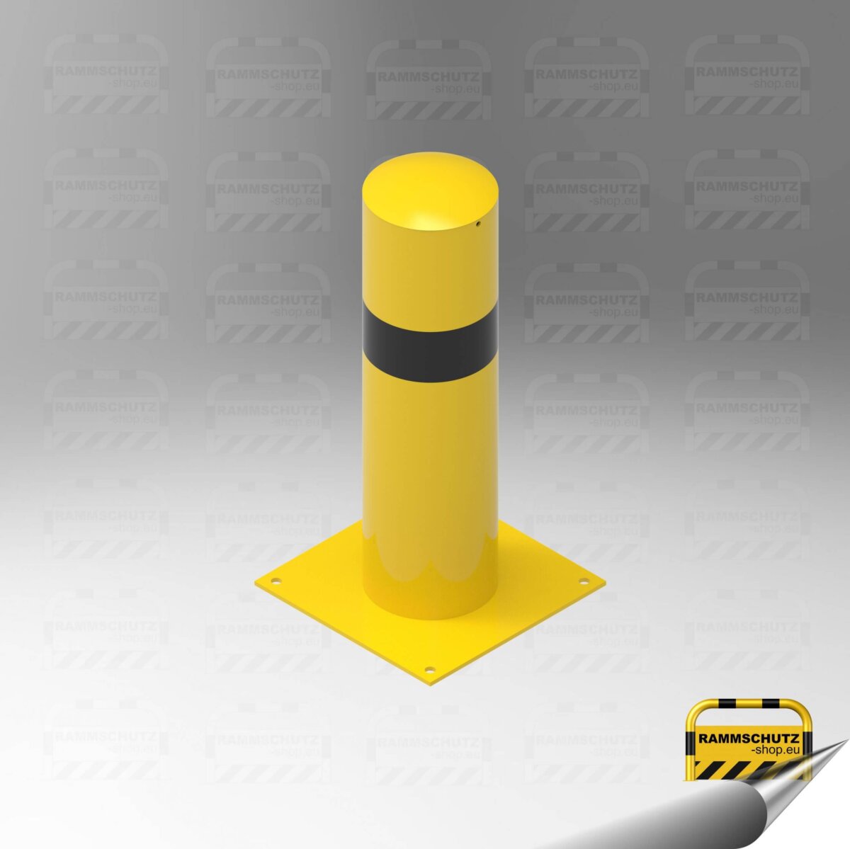 Rammschutz Schutzpfosten "XXXL" Ø219 mm, Höhe 800 mm, zum Aufdübeln, gelb/schwarz