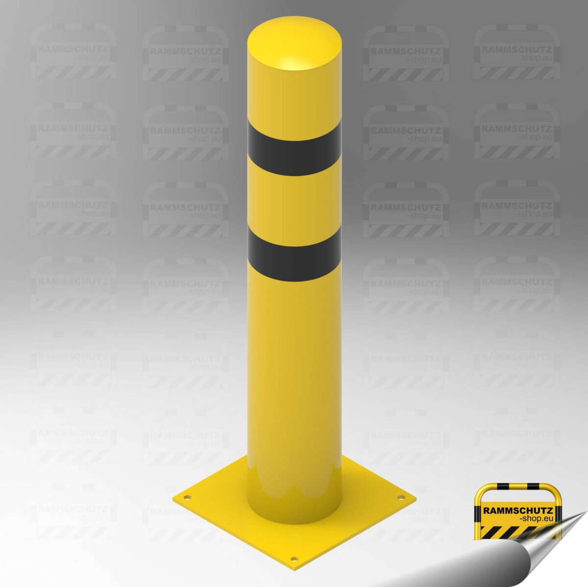 Rammschutz Schutzpfosten "XXXL" Ø219 mm, Höhe 1300 mm, zum Aufdübeln, gelb/schwarz