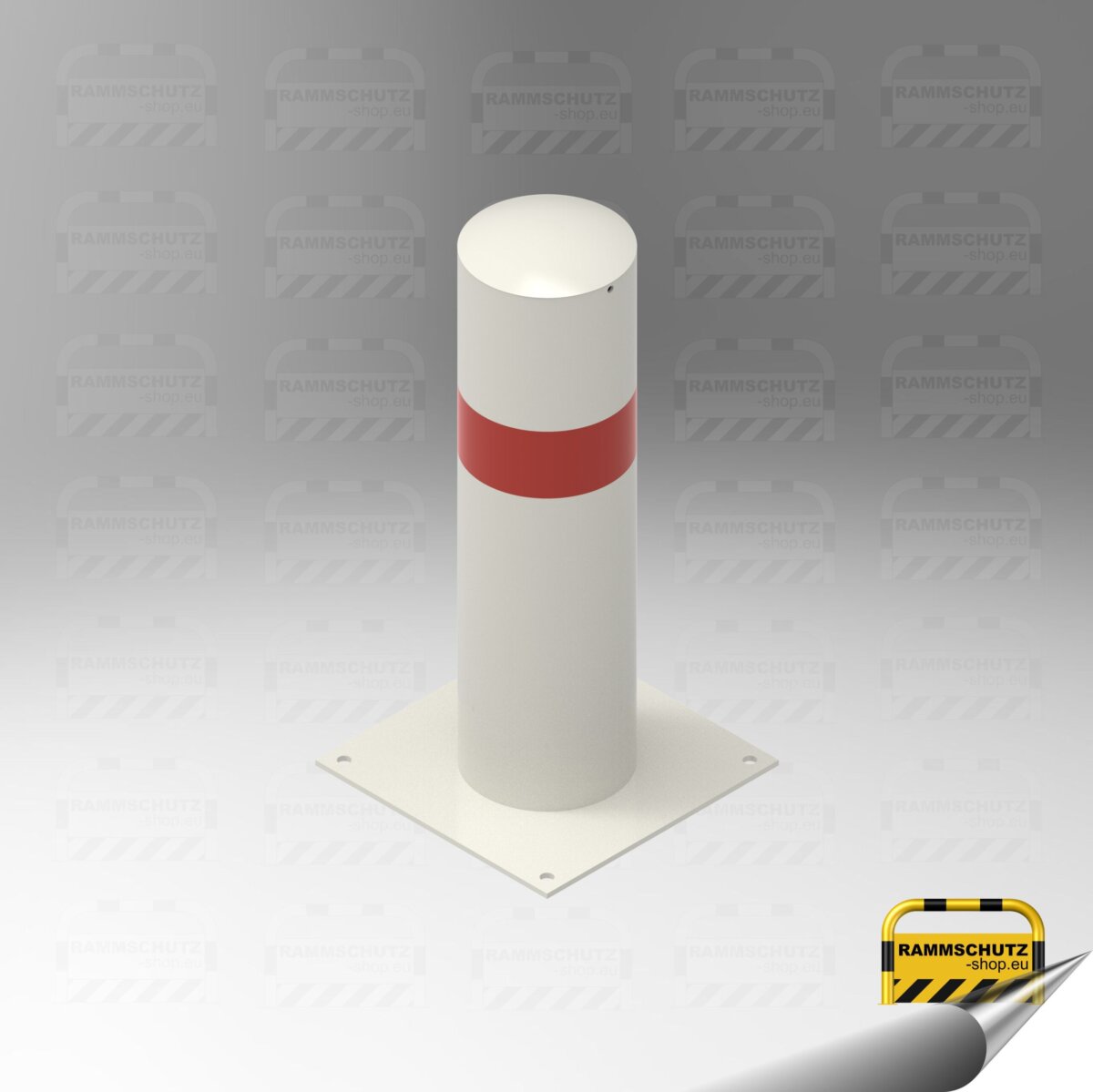 Rammschutz Schutzpfosten "XXXL" Ø219 mm, Höhe 800 mm, zum Aufdübeln, weiß/rot
