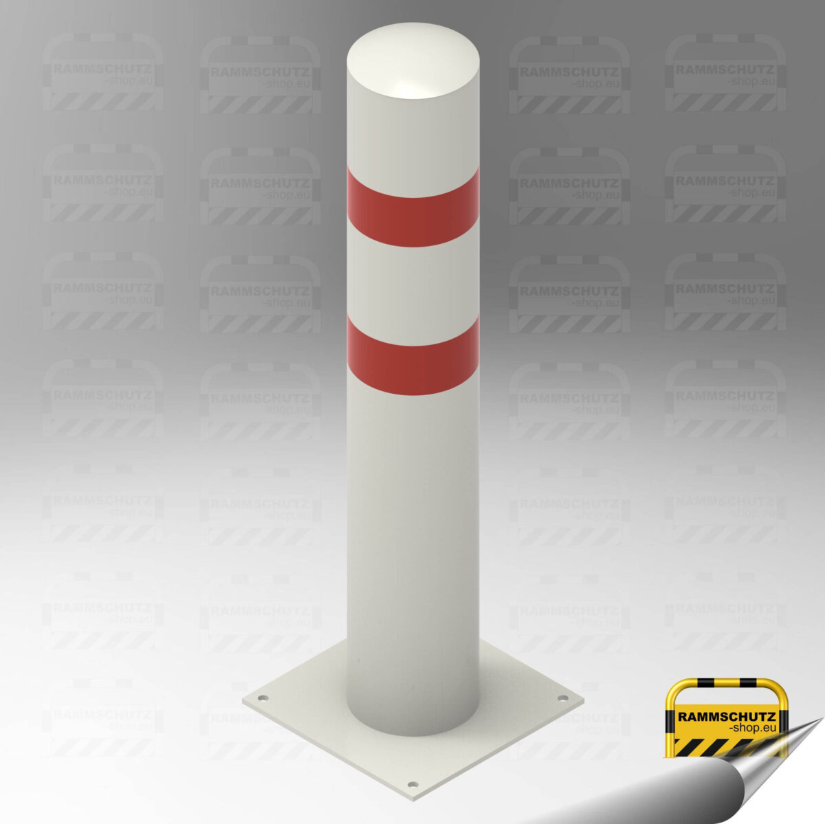 Rammschutz Schutzpfosten "XXXL" Ø219 mm, Höhe 1300 mm, zum Aufdübeln, rot/weiß