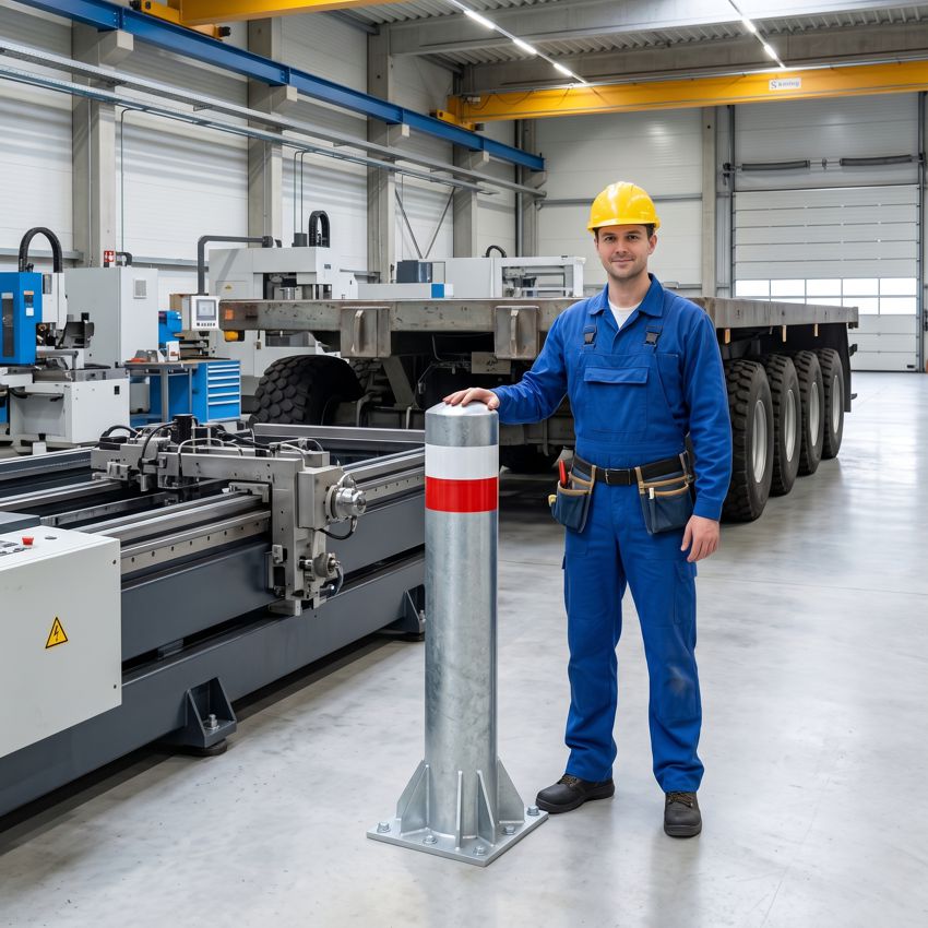 Rammschutz-Shop LKW-Poller | 34 kN | Ø219 mm | Höhe 1300 mm | Feuerverzinkt | Reflex-rot/weiß | Aufdübeln 2 Rammschutz-Shop LKW-Poller | 34 kN | Ø219 mm | Höhe 1300 mm | Feuerverzinkt | Reflex-rot/weiß | Aufdübeln – Bild 2