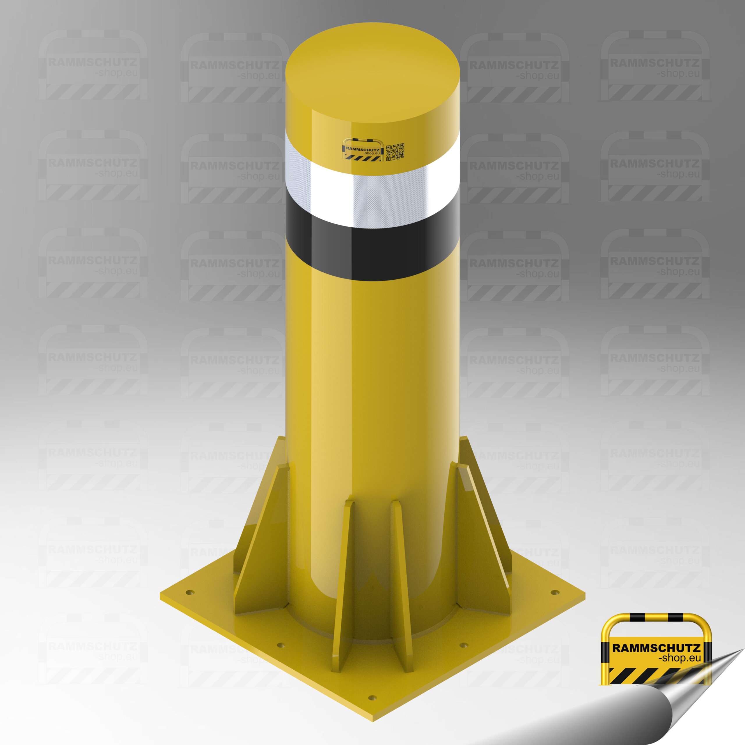Rammschutz-Shop LKW-Poller | 64 kN | 40 t | Ø406 mm | Höhe 1500 mm | gelb/schwarz/Reflex-weiß | Aufdübeln 3 Rammschutz-Shop LKW-Poller | 64 kN | 40 t | Ø406 mm | Höhe 1500 mm | gelb/schwarz/Reflex-weiß | Aufdübeln – Bild 3