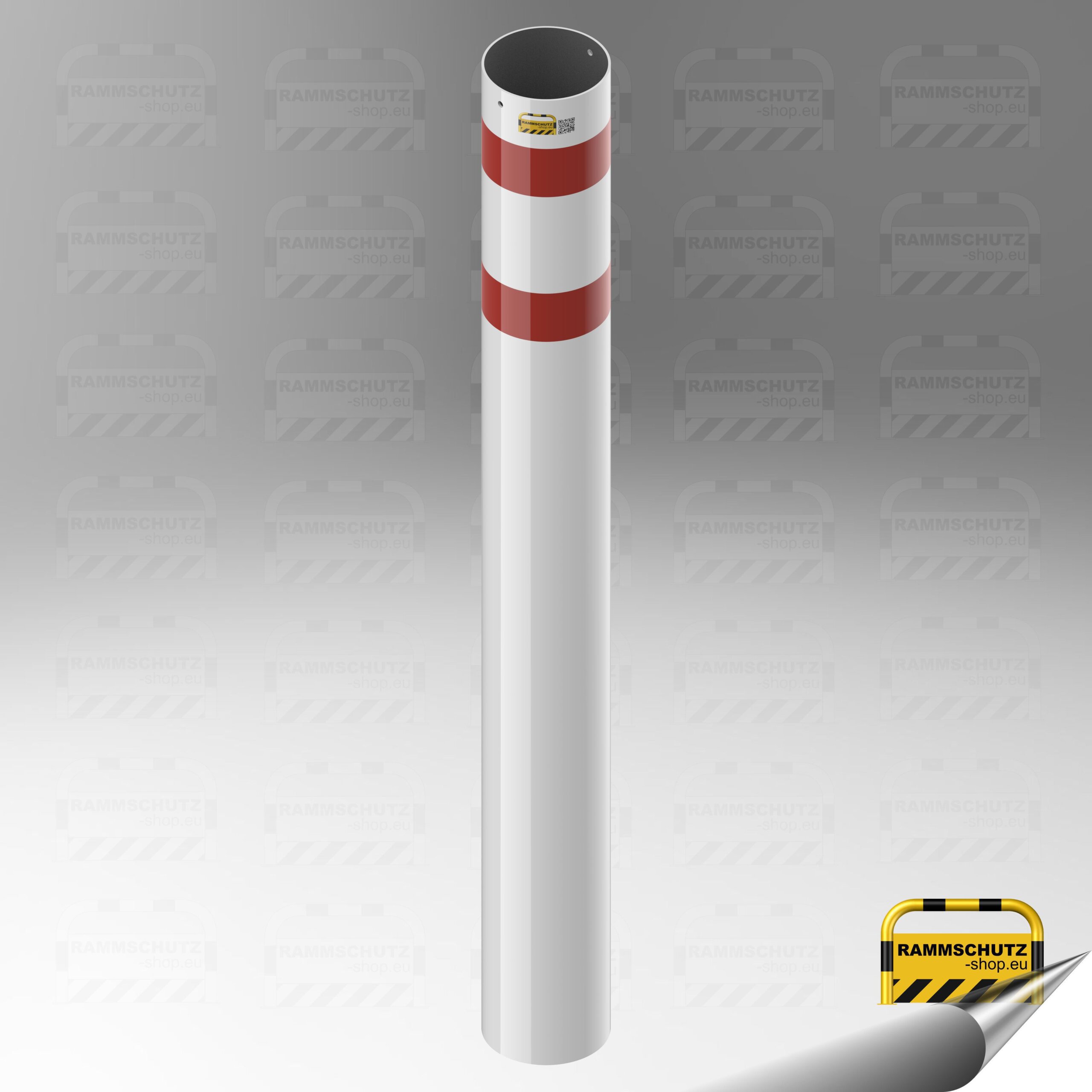 Rammschutz LKW-Poller | 64 kN | 40 t | FL1 | Ø219 mm | HüF 1300 mm | FVZ | weiß/rot | Einbetonieren 4 Rammschutz LKW-Poller | 64 kN | 40 t | FL1 | Ø219 mm | HüF 1300 mm | FVZ | weiß/rot | Einbetonieren – Bild 4