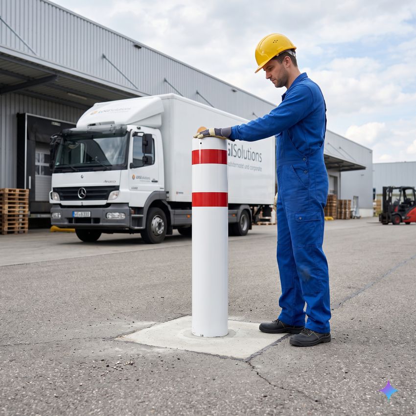 Rammschutz-Shop LKW-Poller | 40 kN | 20 t | Ø219 mm | HüF 1300 mm | FVZ | weiß/rot | Einbetonieren 2 Rammschutz-Shop LKW-Poller | 40 kN | 20 t | Ø219 mm | HüF 1300 mm | FVZ | weiß/rot | Einbetonieren – Bild 2