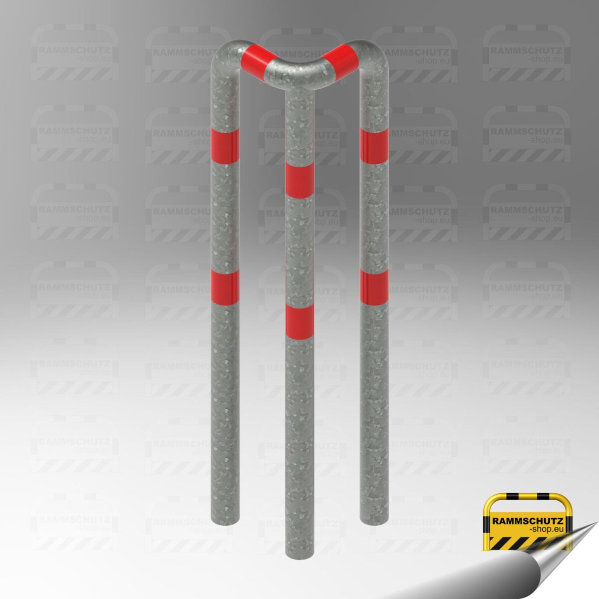 Rammschutz 90°-Schutzwinkel „XL“ Ø76 mm, L 350/350 x 1150 (HüF) mm zum Einbetonieren, feuerverzinkt – Bild 3