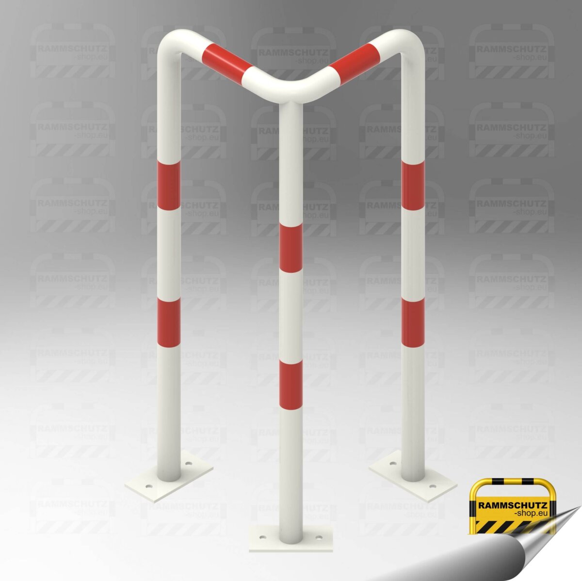 Rammschutz 90°-Schutzwinkel “light” Ø42 mm, L 350/350 x 1000 (H) mm zum Aufdübeln weiß / rot