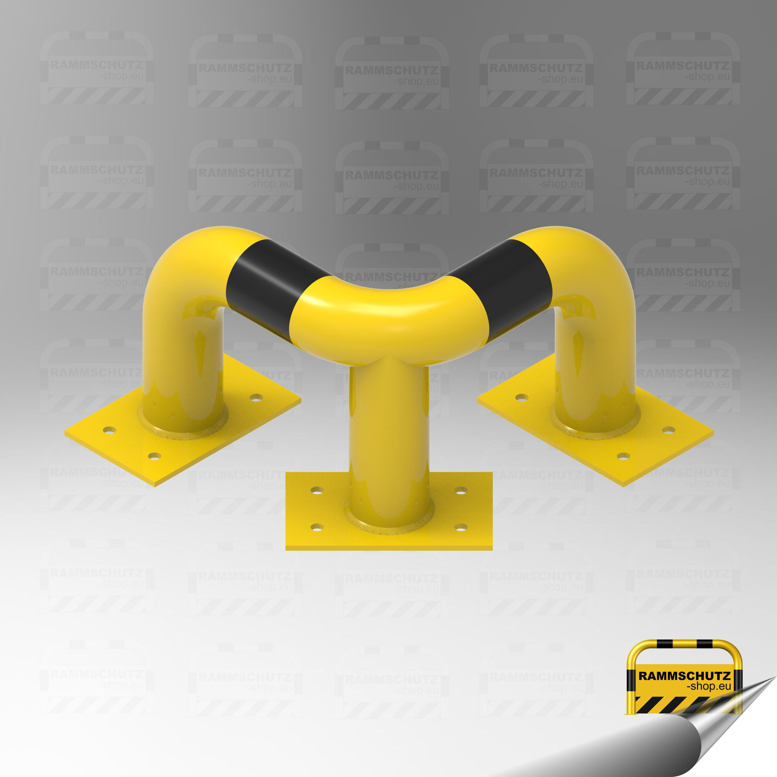 Rammschutz 90°-Schutzwinkel "XL" Ø76 mm, L 350/350 x 250 (H) mm zum Aufdübeln gelb / schwarz