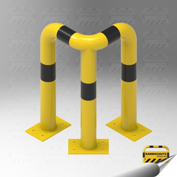 Rammschutz 90°-Schutzwinkel "XL" Ø76 mm, L 350/350 x 650 (H) mm zum Aufdübeln gelb / schwarz
