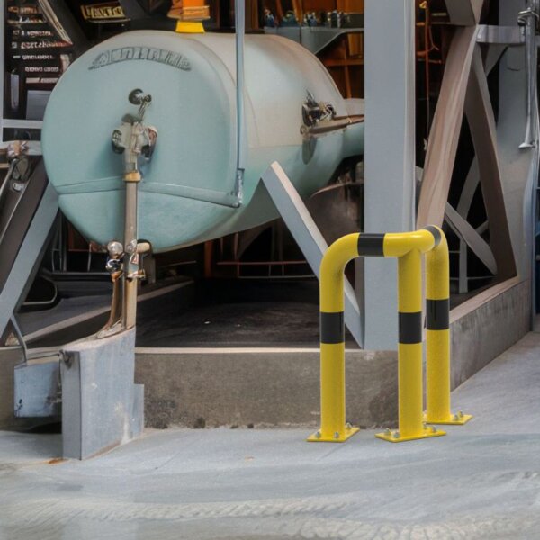 Rammschutz 90°-Schutzwinkel "XL" Ø76 mm, L 350/350 x 650 (H) mm zum Aufdübeln gelb / schwarz – Bild 3