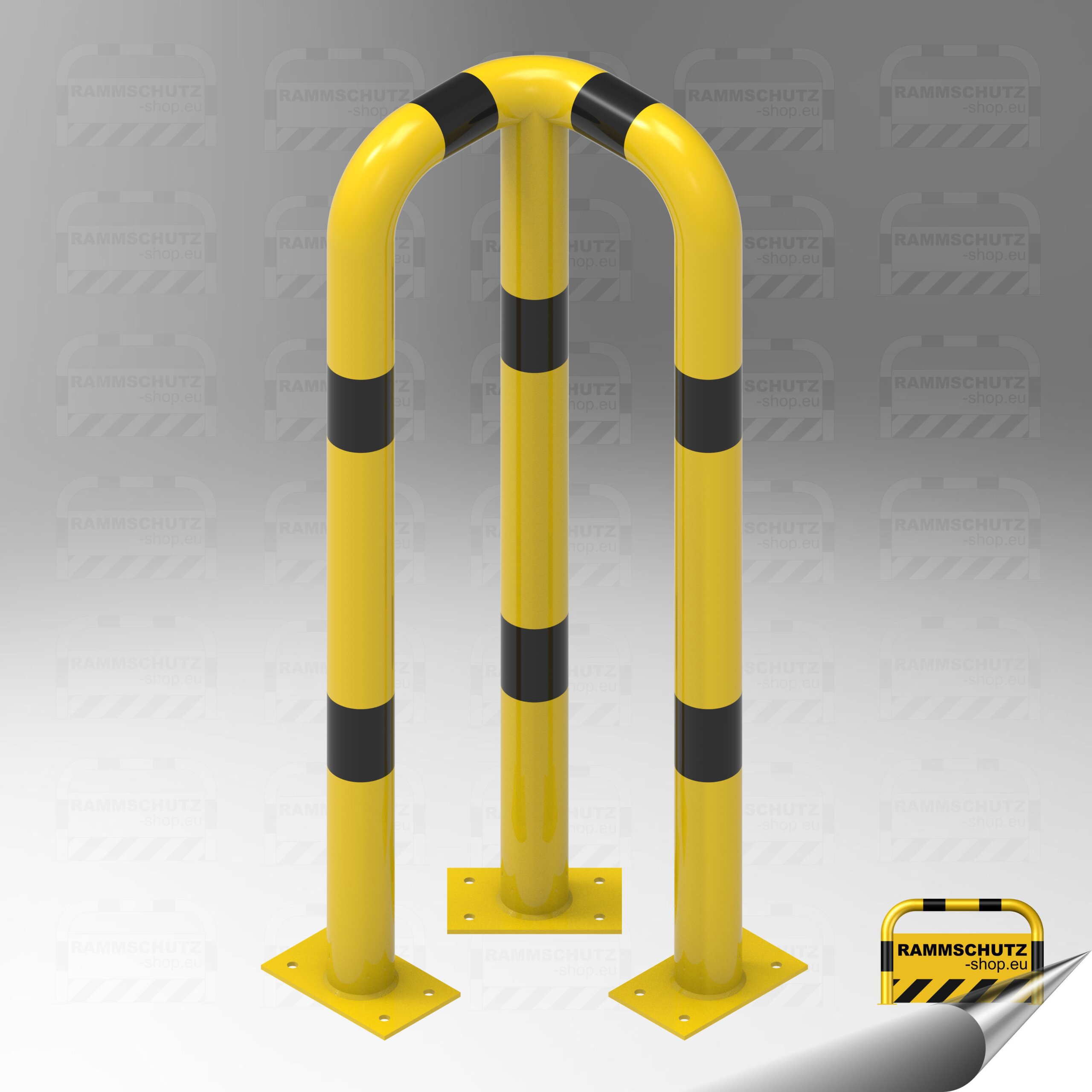 Rammschutz 90°-Schutzwinkel "XL" Ø76 mm, L 350/350 x 1150 (H) mm zum Aufdübeln gelb/schwarz