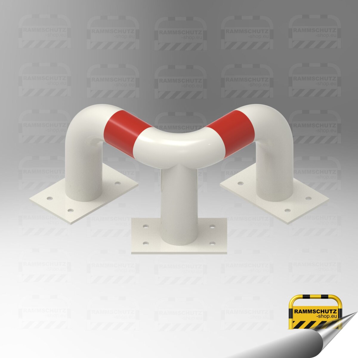 Rammschutz 90°-Schutzwinkel "XL" Ø76 mm, L 350/350 x 250 (H) mm zum Aufdübeln weiß/rot