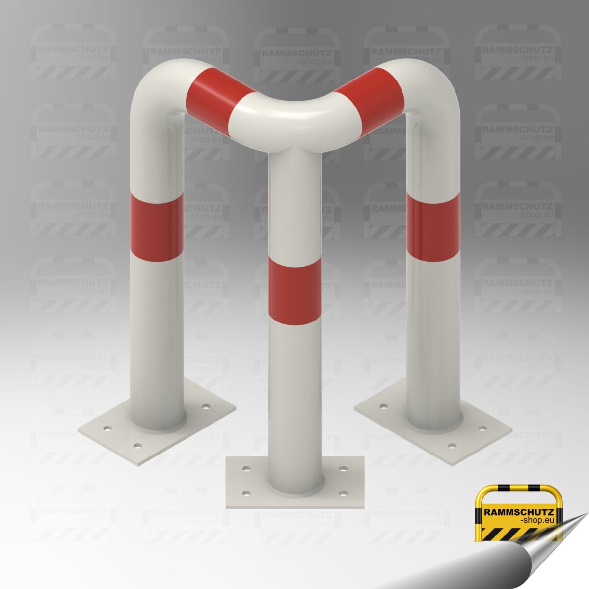 Rammschutz 90°-Schutzwinkel "XL" Ø76 mm, L 350/350 x 650 (H) mm zum Aufdübeln weiß / rot