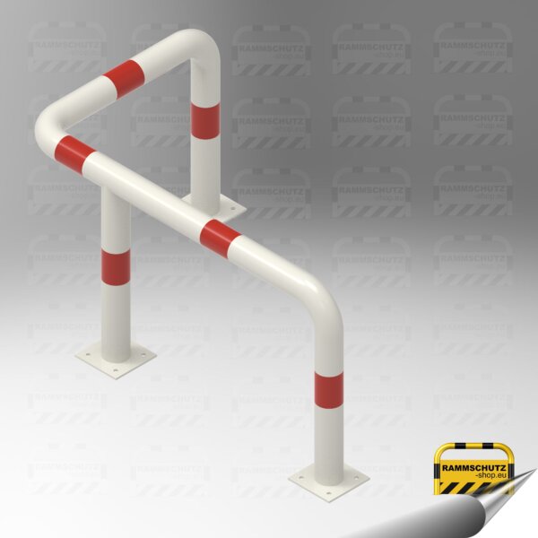 Rammschutz 90°-Schutzwinkel "XL" Ø76 mm, L 1150/700 x 600 (H) mm zum Aufdübeln weiß/rot