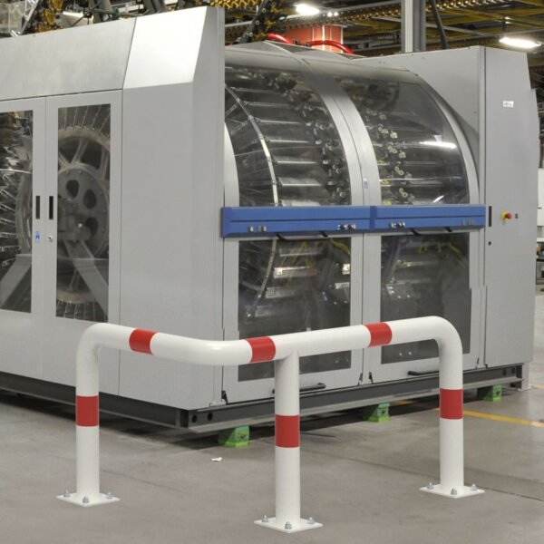 Rammschutz 90°-Schutzwinkel "XL" Ø76 mm, L 1150/700 x 600 (H) mm zum Aufdübeln weiß/rot – Bild 2