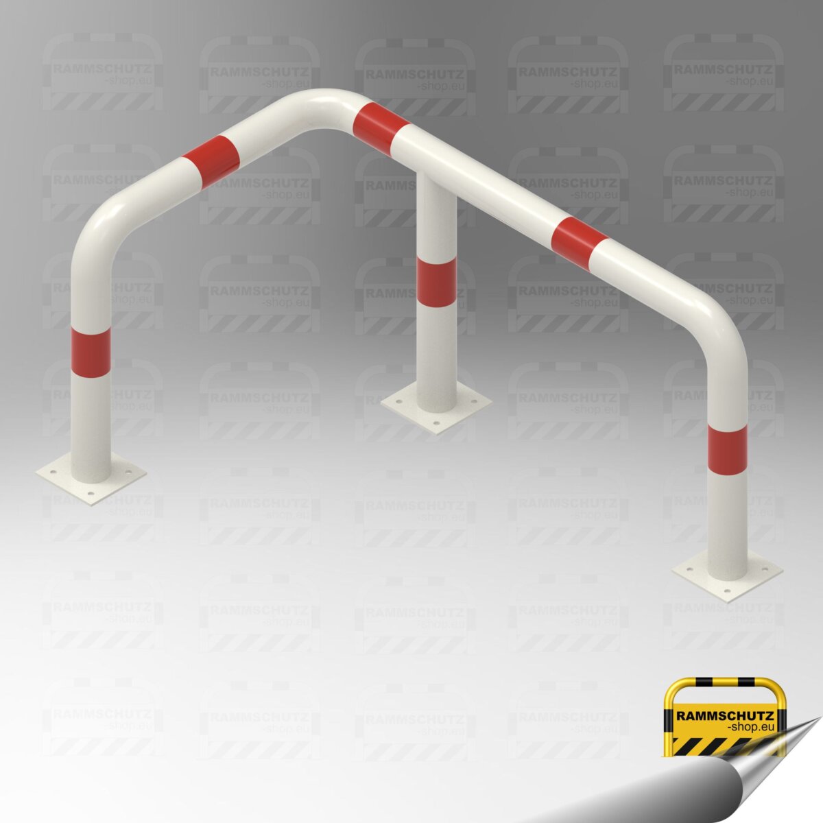 Rammschutz 90°-Schutzwinkel "XL" Ø76 mm, L 700/1150 x 600 (H) mm zum Aufdübeln weiß/rot