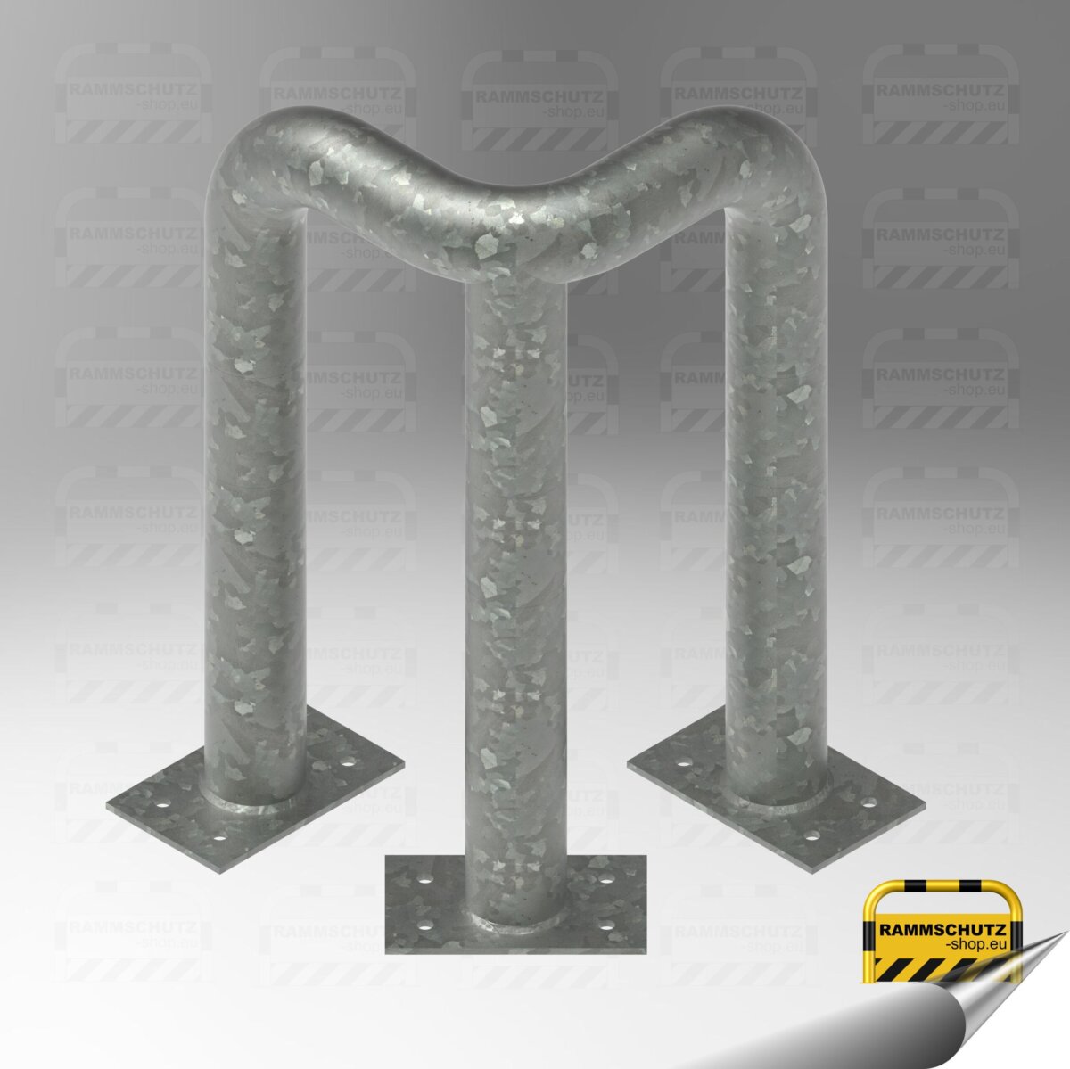 Rammschutz 90°-Schutzwinkel "XL" Ø76 mm, L 350/350 x 650 (H) mm zum Aufdübeln feuerverzinkt