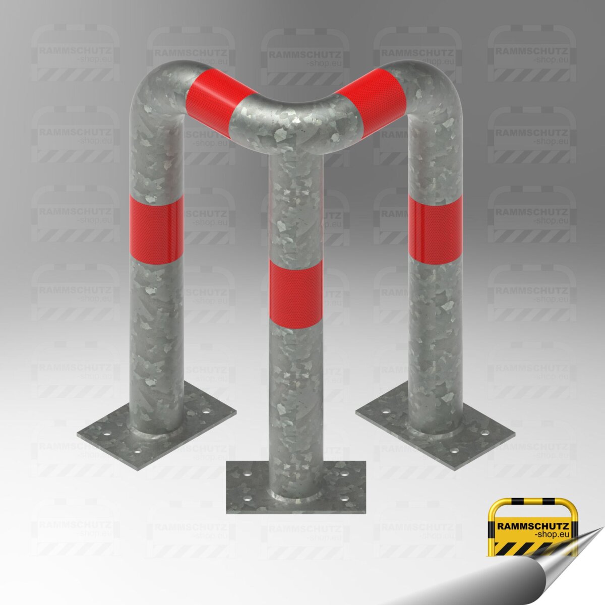 Rammschutz 90°-Schutzwinkel "XL" Ø76 mm, L 350/350 x 650 (H) mm zum Aufdübeln feuerverzinkt – Bild 7