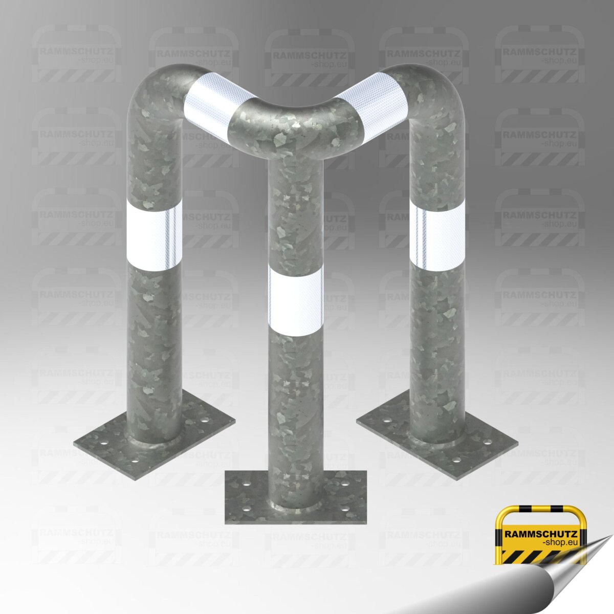 Rammschutz 90°-Schutzwinkel "XL" Ø76 mm, L 350/350 x 650 (H) mm zum Aufdübeln feuerverzinkt – Bild 4