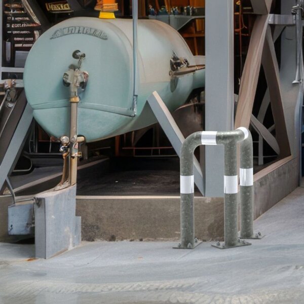Rammschutz 90°-Schutzwinkel "XL" Ø76 mm, L 350/350 x 650 (H) mm zum Aufdübeln feuerverzinkt – Bild 5