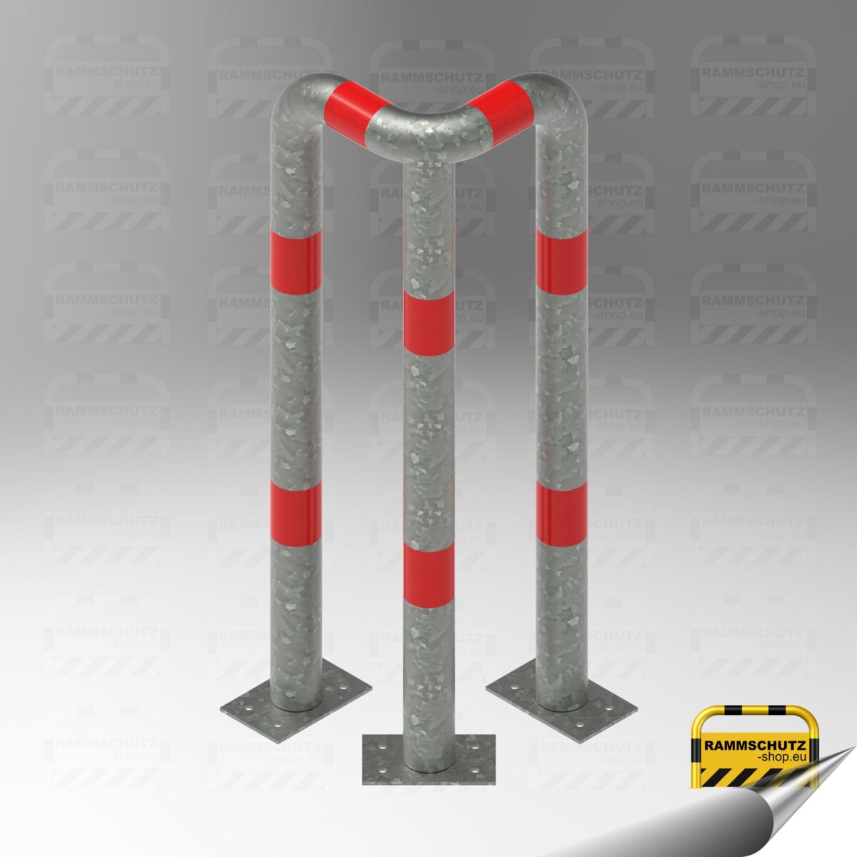 Rammschutz 90°-Schutzwinkel "XL" Ø76 mm, L 350/350 x 1150 (H) mm zum Aufdübeln, feuerverzinkt – Bild 5