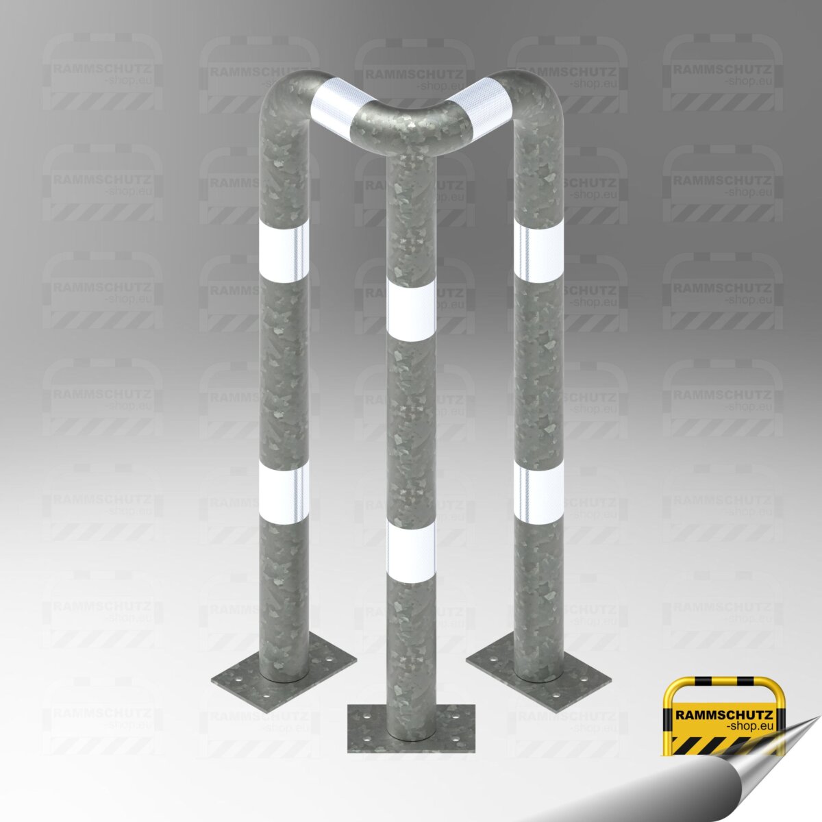Rammschutz 90°-Schutzwinkel "XL" Ø76 mm, L 350/350 x 1150 (H) mm zum Aufdübeln, feuerverzinkt – Bild 3
