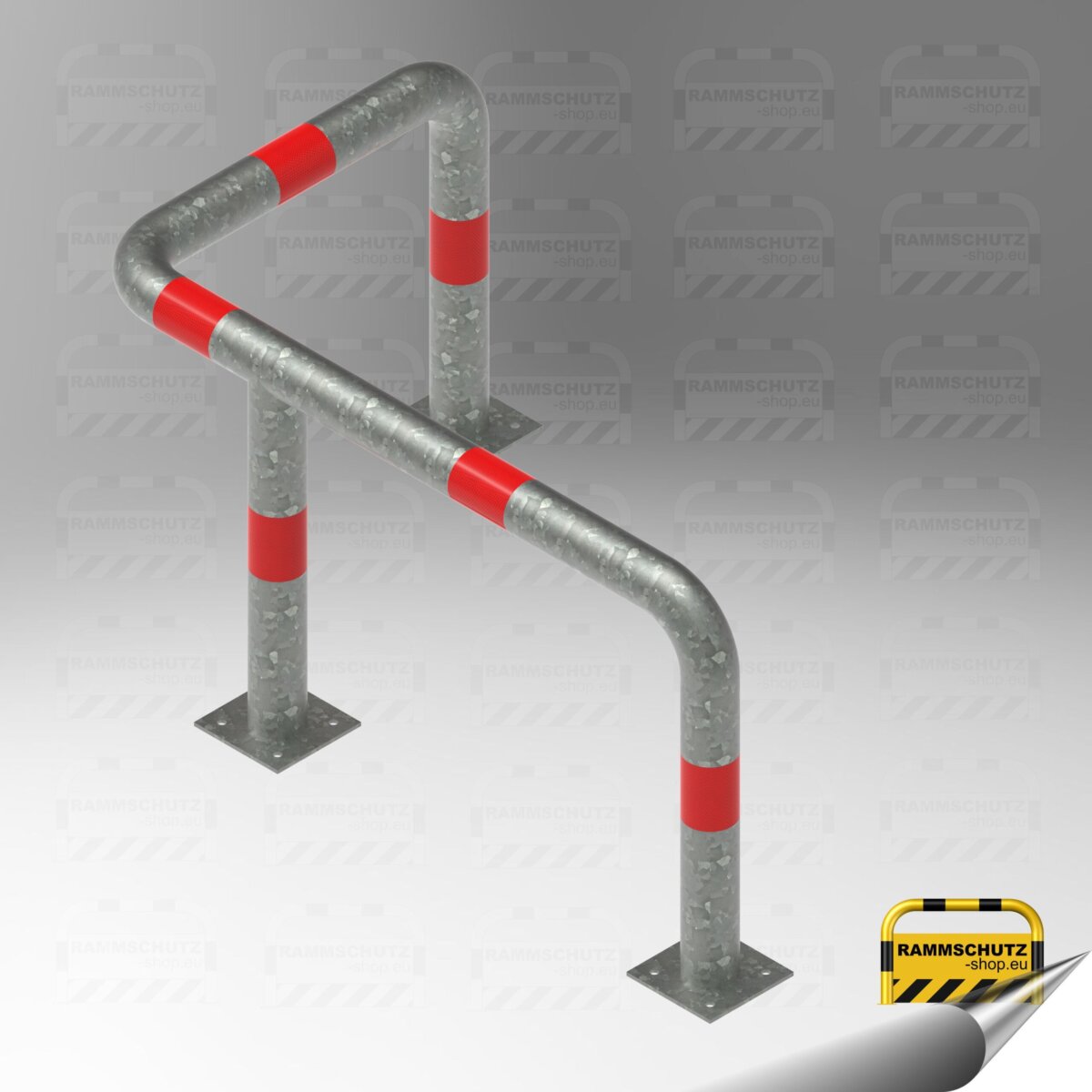 Rammschutz 90°-Schutzwinkel "XL" Ø76 mm, L 1150/700 x 600 (H) mm zum Aufdübeln feuerverzinkt – Bild 3