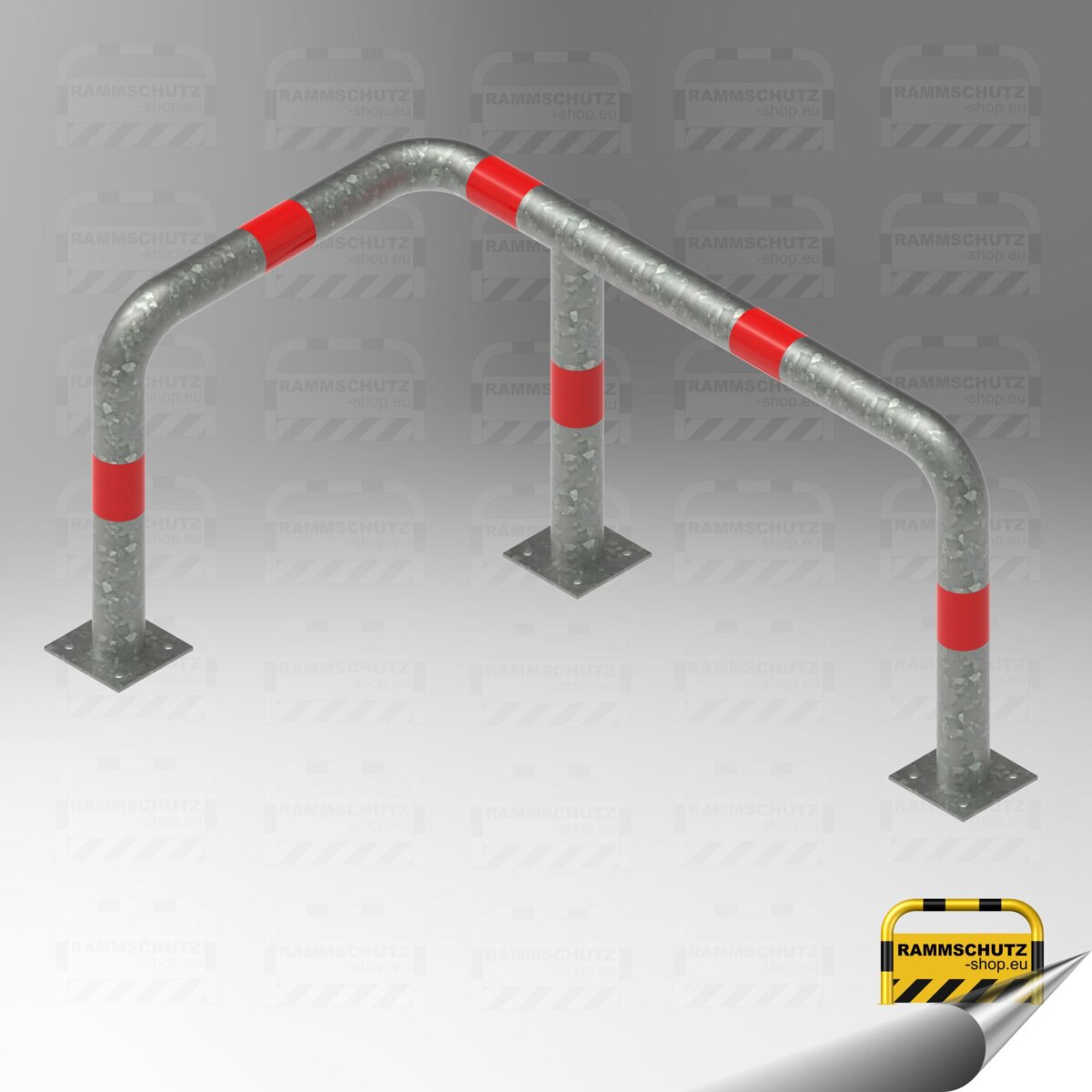 Rammschutz 90°-Schutzwinkel "XL" Ø76 mm, L 700/1150 x 600 (H) mm zum Aufdübeln, feuerverzinkt – Bild 5