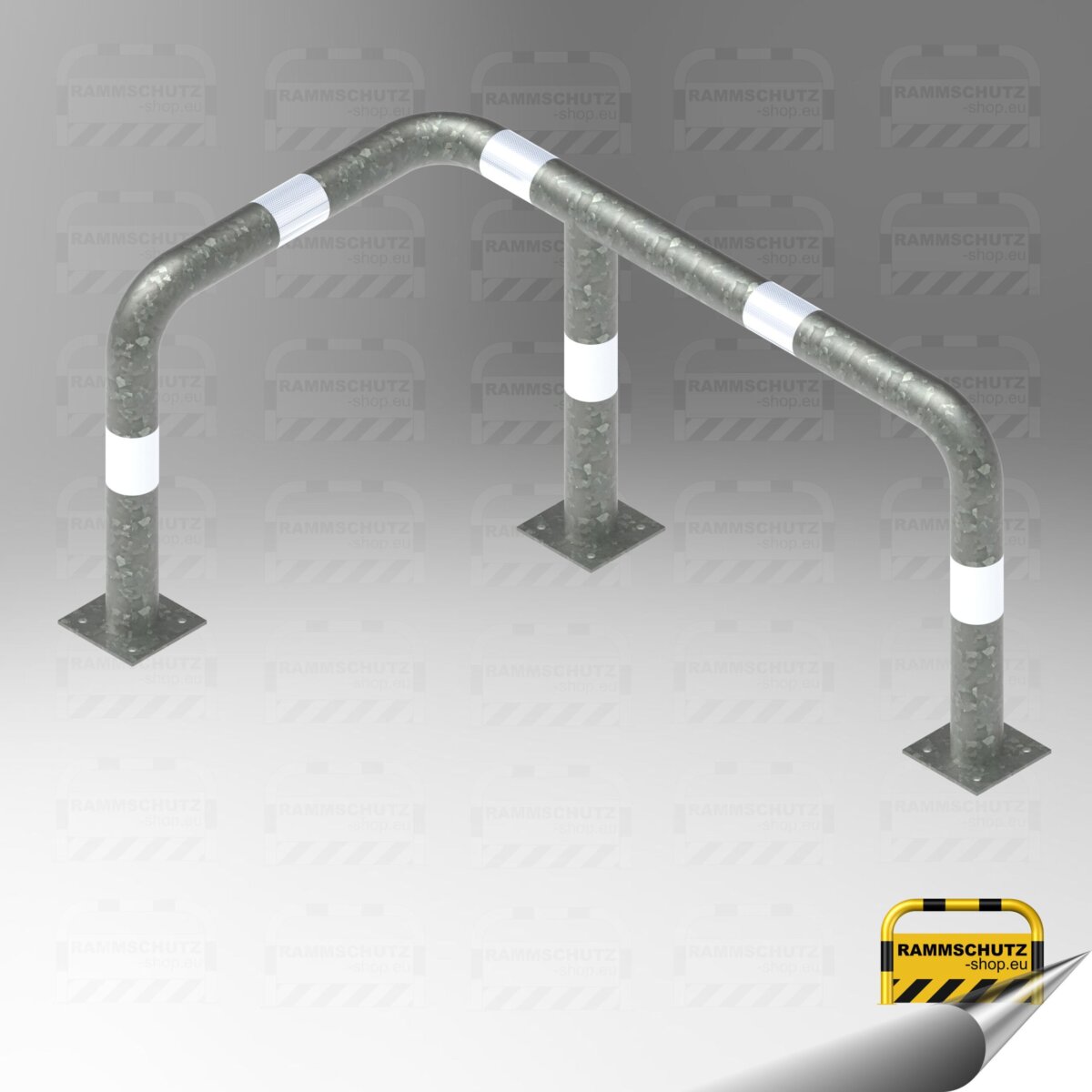 Rammschutz 90°-Schutzwinkel "XL" Ø76 mm, L 700/1150 x 600 (H) mm zum Aufdübeln, feuerverzinkt – Bild 3