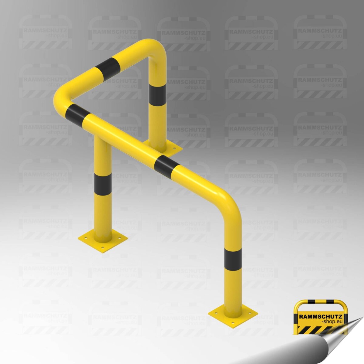 Rammschutz 90°-Schutzwinkel "XL" Ø76 mm, L 1150/700 x 600 (H) mm zum Aufdübeln gelb / schwarz