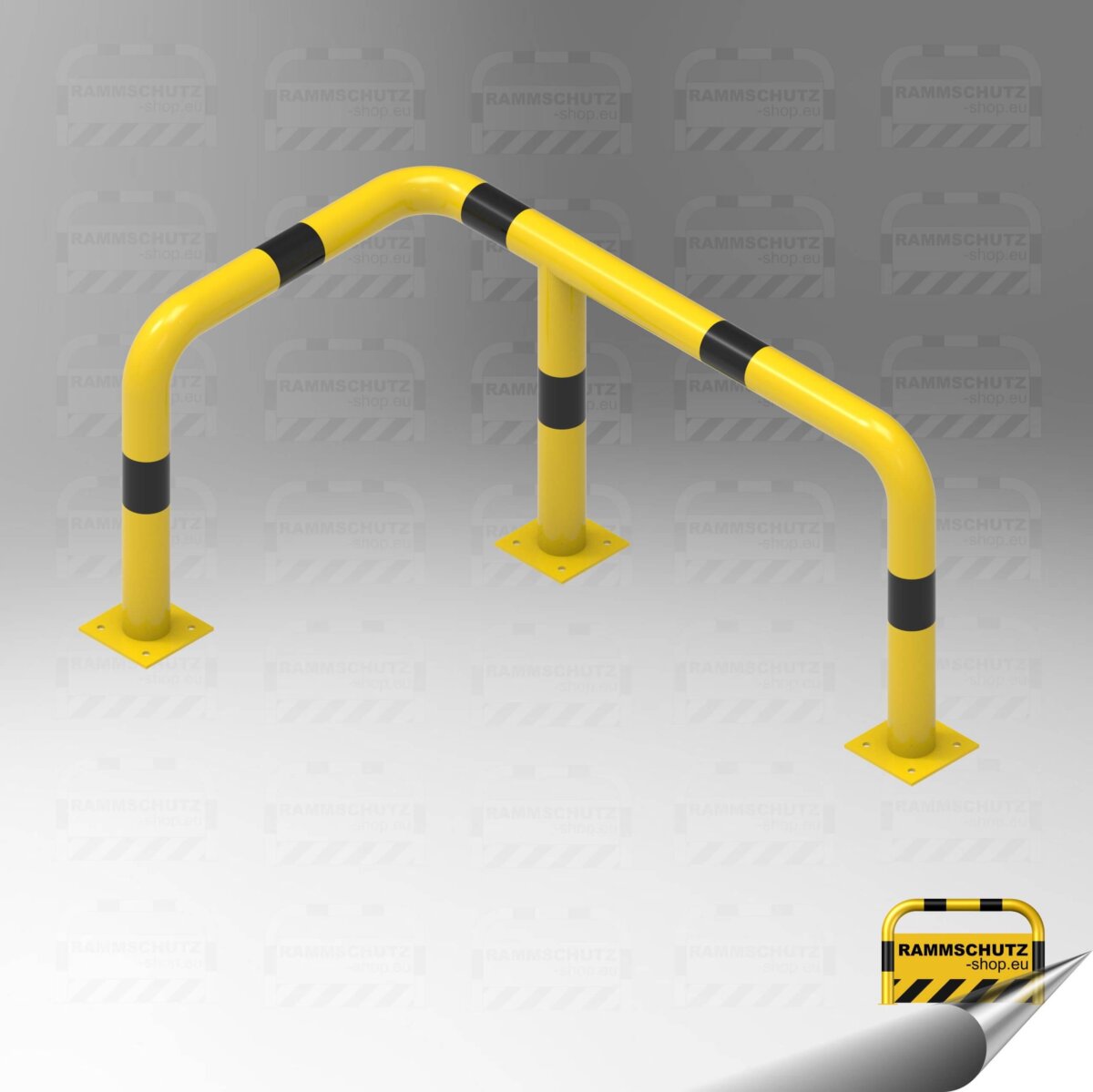 Rammschutz 90°-Schutzwinkel "XL" Ø76 mm, L 700/1150 x 600 (H) mm zum Aufdübeln gelb / schwarz