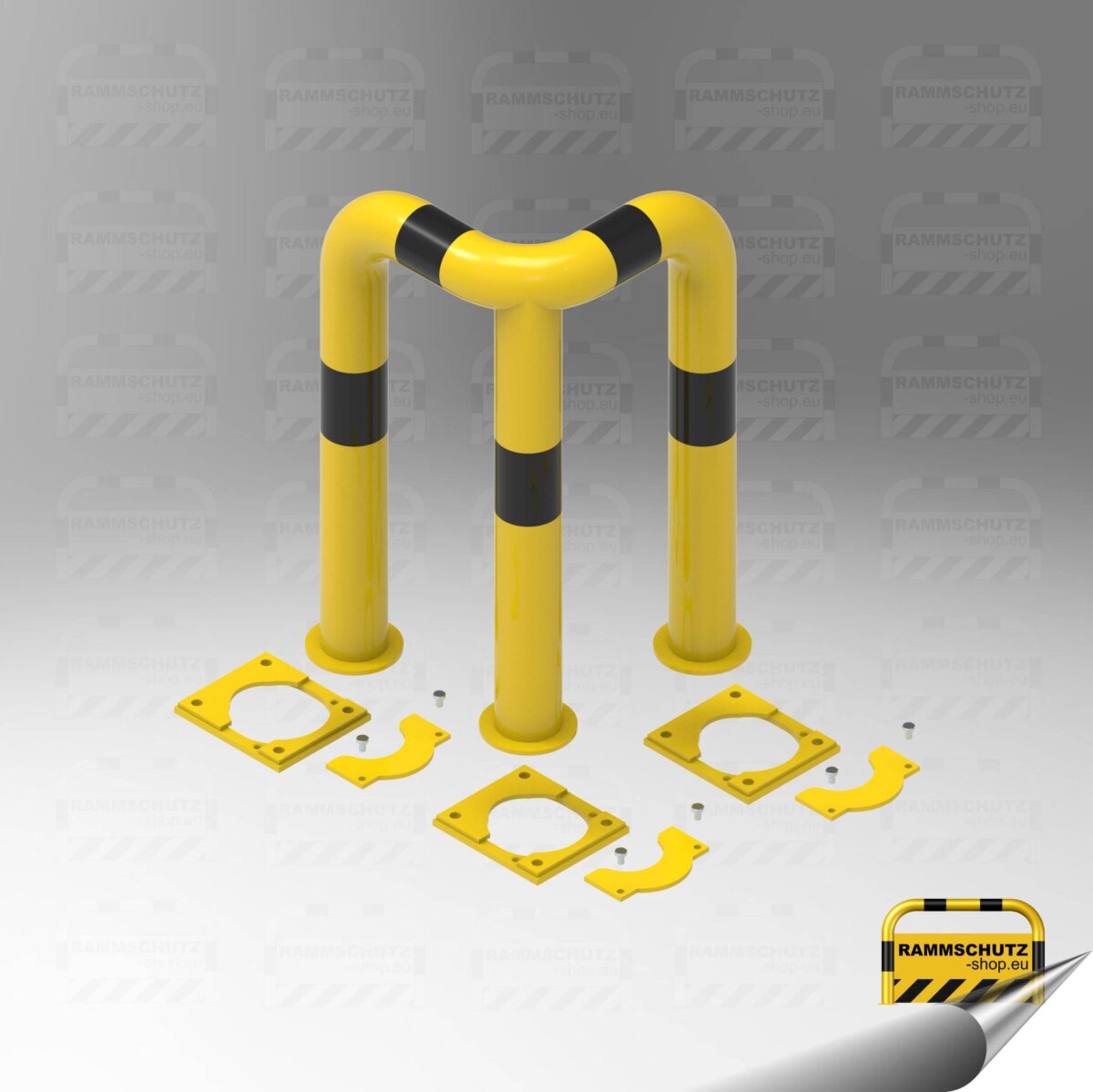 Rammschutz 90°-Schutzwinkel "XL" Ø76 mm, L 350/350 x 650 (H) mm herausnehmbar gelb/schwarz