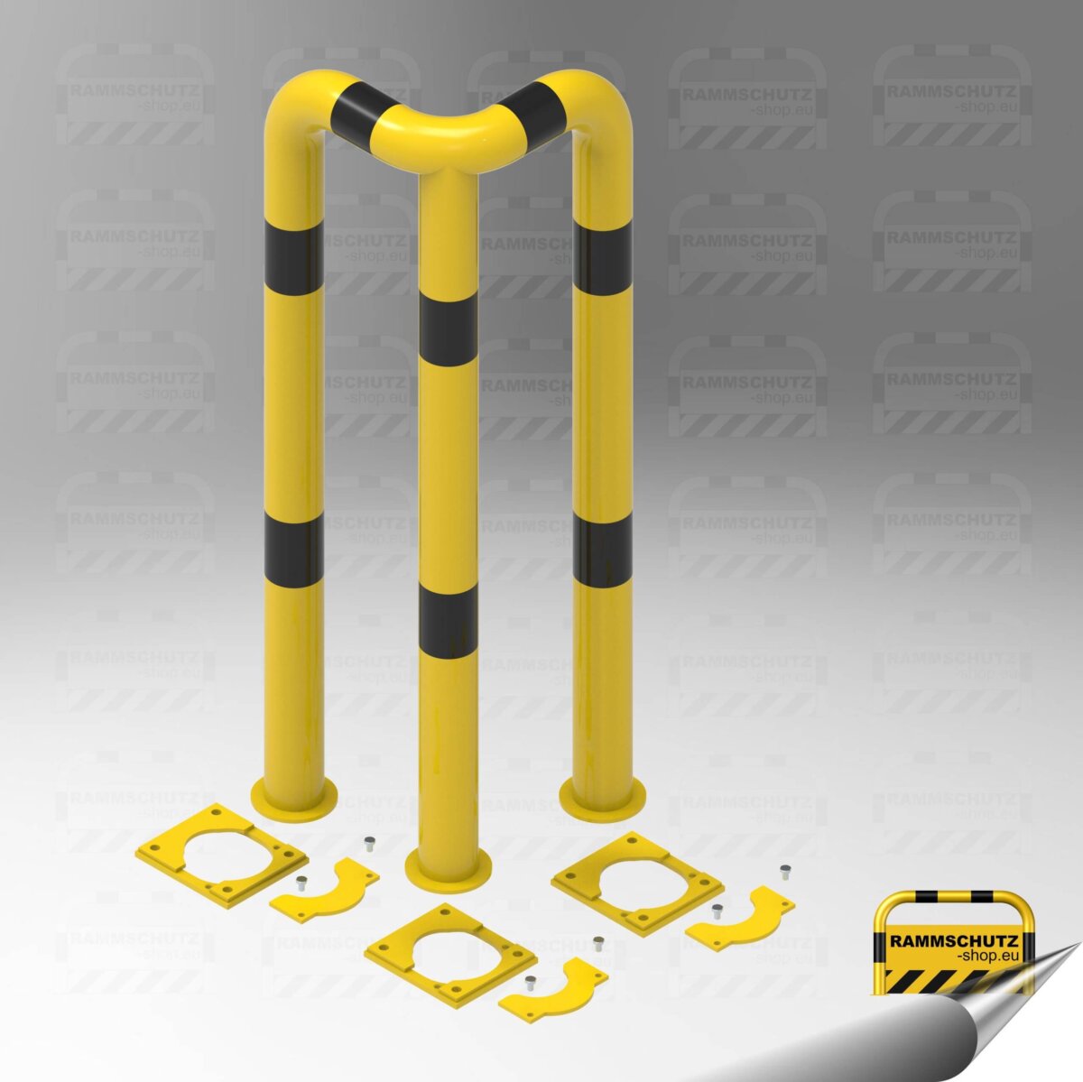 Rammschutz 90°-Schutzwinkel "XL" Ø76 mm, L 350/350 x 1150 (H) mm herausnehmbar gelb/schwarz