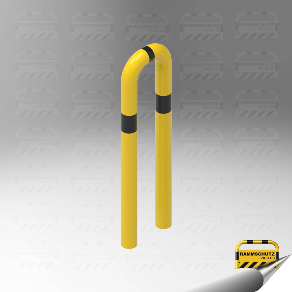 Rammschutz Schutzbügel "XL" Ø76 mm, 300 (B) x 650 (HÜF) mm, zum Einbetonieren, gelb/schwarz