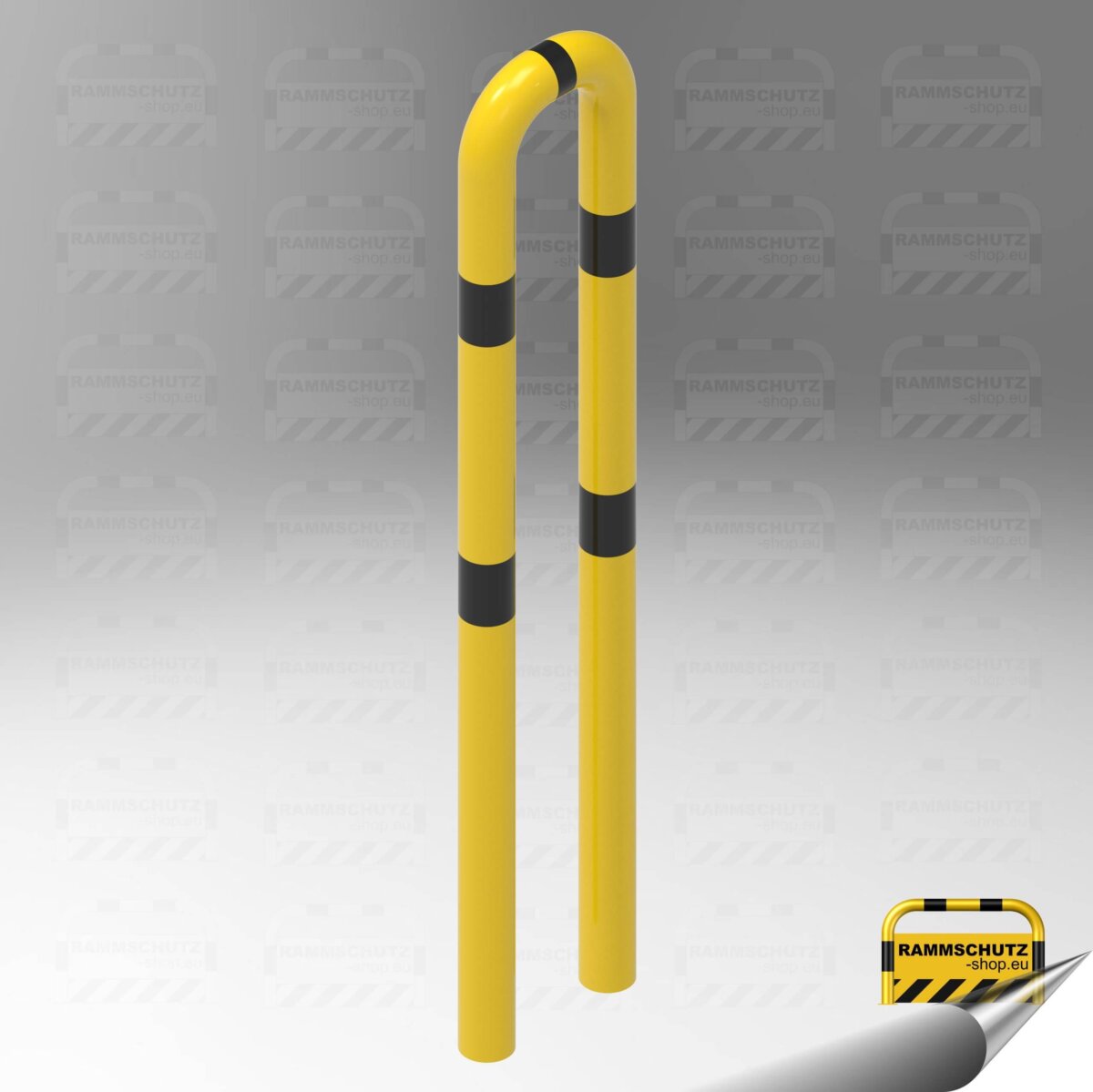 Rammschutz Schutzbügel "XL" Ø76 mm, 300 (B) x 1150 (HÜF) mm, zum Einbetonieren, gelb/schwarz