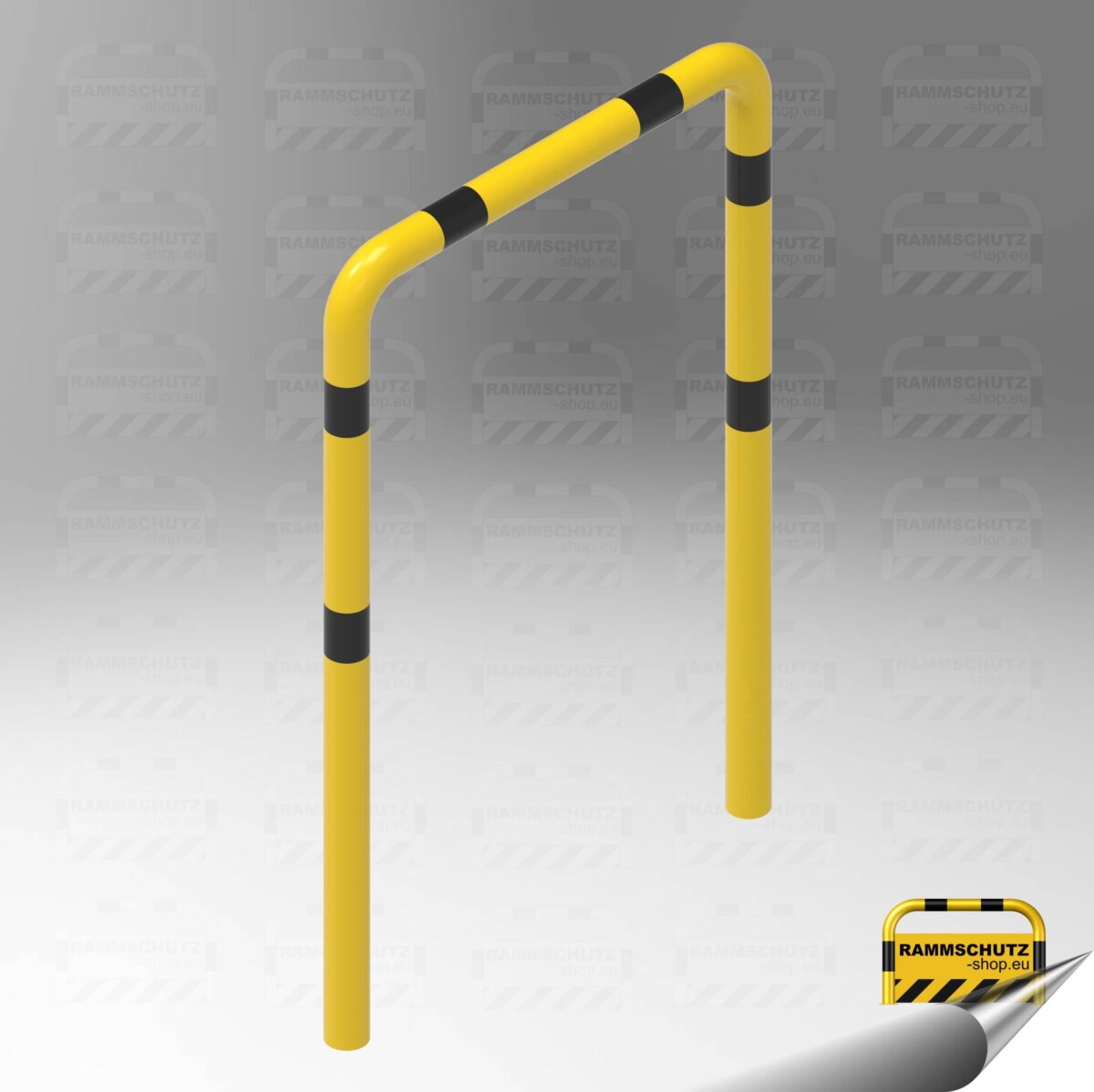 Rammschutz Schutzbügel "XL" Ø76 mm, 1000 (B) x 1150 (HÜF) mm, zum Einbetonieren, gelb/schwarz