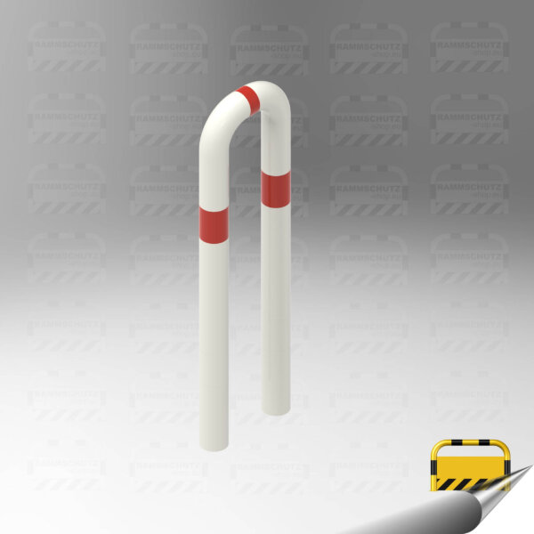 Rammschutz Schutzbügel "XL" Ø76 mm, 300 (B) x 650 (HÜF) mm, zum Einbetonieren, weiß/rot