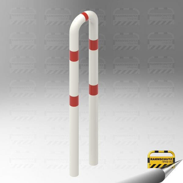Rammschutz Schutzbügel "XL" Ø76 mm, 300 (B) x 1150 (HÜF) mm, zum Einbetonieren, weiß/rot