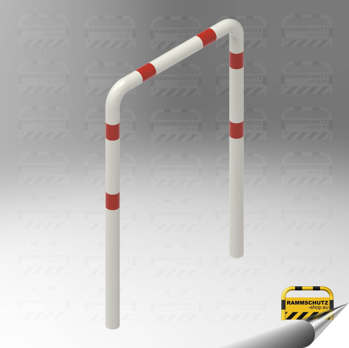 Rammschutz Schutzbügel "XL" Ø76 mm, 1000 (B) x 1150 (HÜF) mm, zum Einbetonieren, weiß/rot