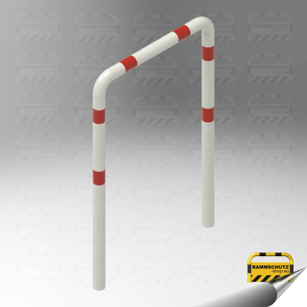 Rammschutz Schutzbügel "XL" Ø76 mm, 1000 (B) x 1150 (HÜF) mm, zum Einbetonieren, weiß/rot