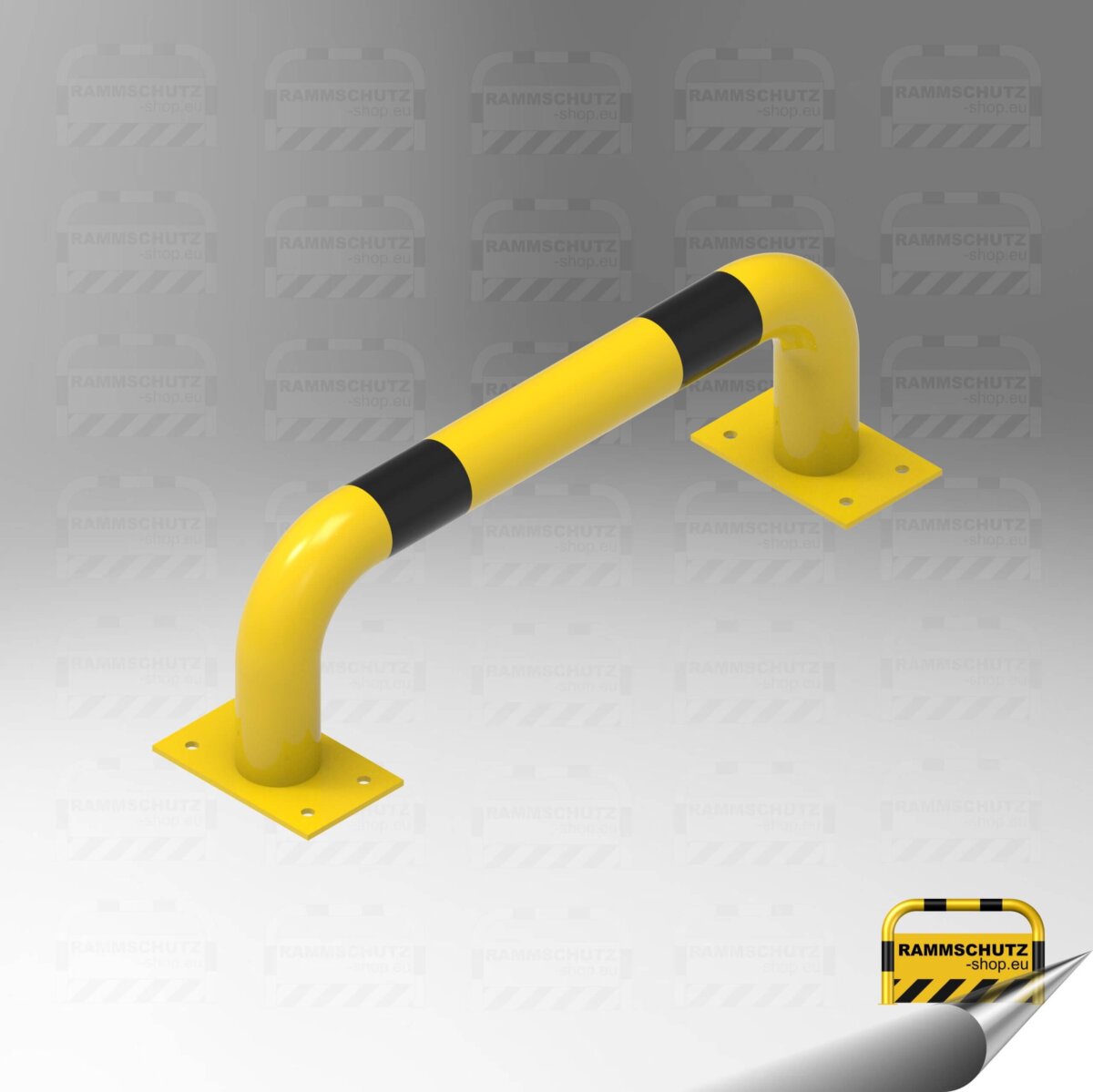 Rammschutz Schutzbügel "XL" Ø76 mm, 750 (B) x 250 (H) mm, zum Aufdübeln, gelb/schwarz
