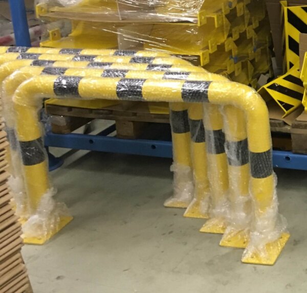 Rammschutz Schutzbügel "XL" Ø76 mm, 1000 (B) x 650 (H) mm, zum Aufdübeln, gelb/schwarz – Bild 2