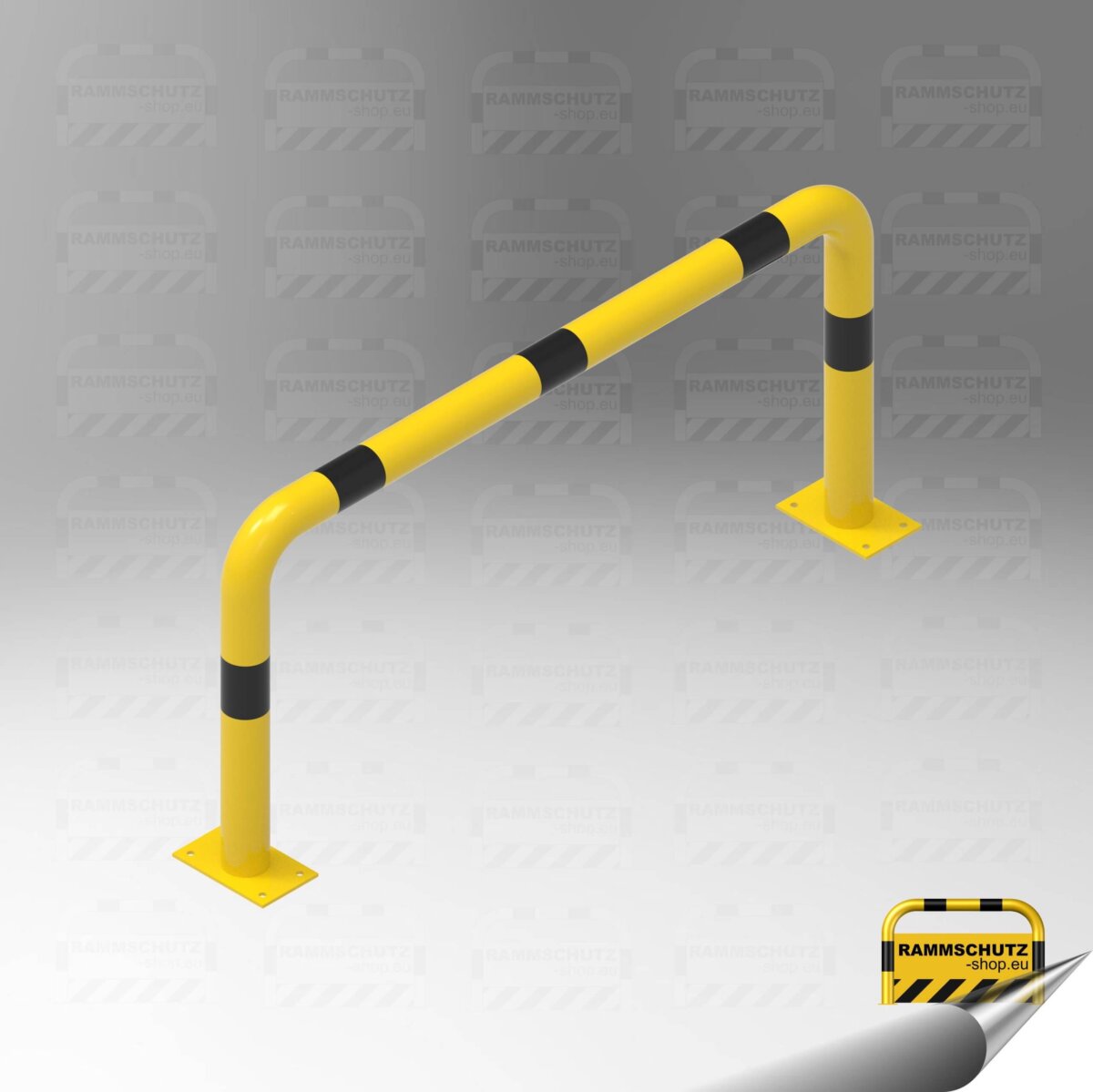 Rammschutz Schutzbügel "XL" Ø76 mm, 1500 (B) x 650 (H) mm, zum Aufdübeln, gelb/schwarz